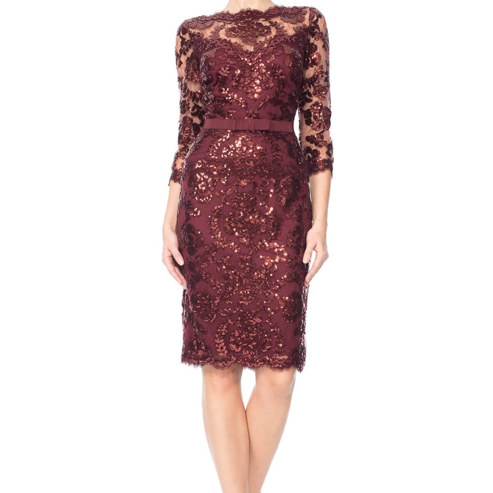 Tadashi Shoji Burgundy Lace Dress